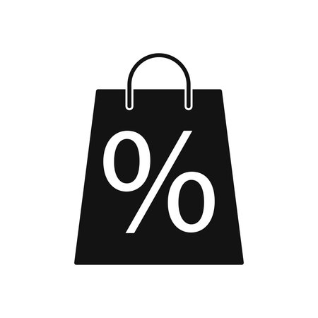 Black Shopping Bag with Percent Signのイラスト素材