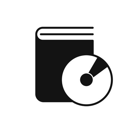 Black Book and CD icon illustration, flat design vectorのイラスト素材