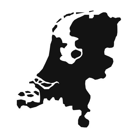 Vector Illustration of the Black Map of Netherlands on White Backgroundのイラスト素材