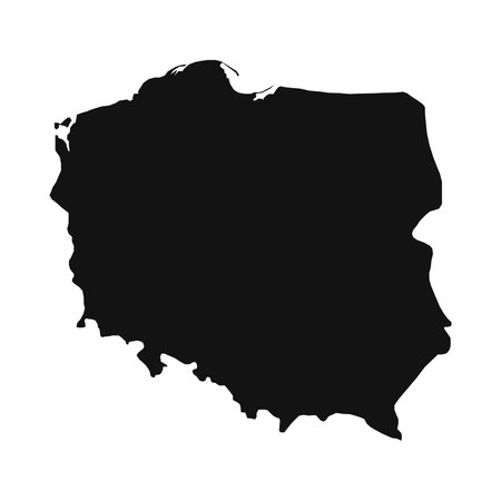 Vector Illustration of the Black Map of Poland on White Backgroundのイラスト素材