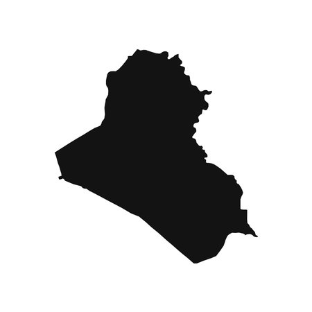 Vector Illustration of the Black Map of Iraq on White Backgroundのイラスト素材