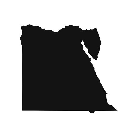 Vector Illustration of the Black Map of Egypt on White Backgroundのイラスト素材