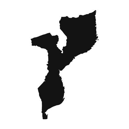 Vector Illustration of the Black Map of Mozambique on White Backgroundのイラスト素材