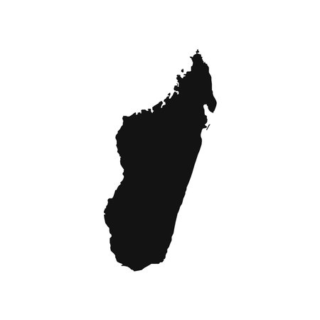 Vector Illustration of the Black Map of Madagascar on White Backgroundのイラスト素材