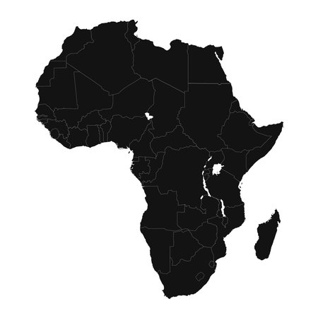 Vector Illustration of the Black Map of Africa on White Backgroundのイラスト素材