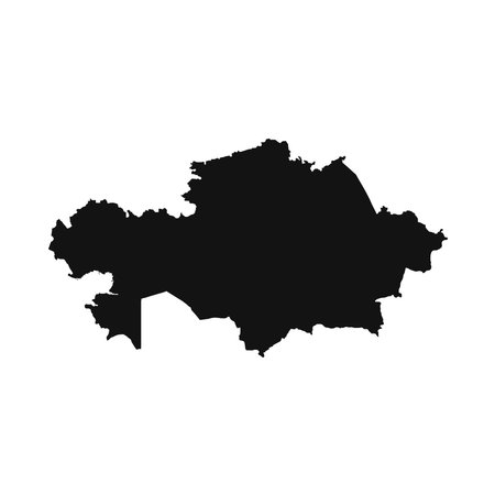 Vector Illustration of the Black Map of Kazakhstan on White Backgroundのイラスト素材