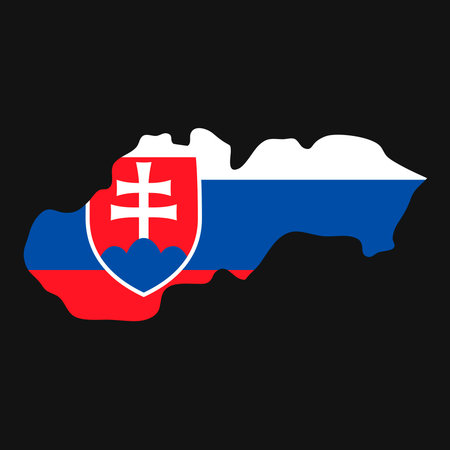 Slovakia map silhouette with flag on black backgroundのイラスト素材