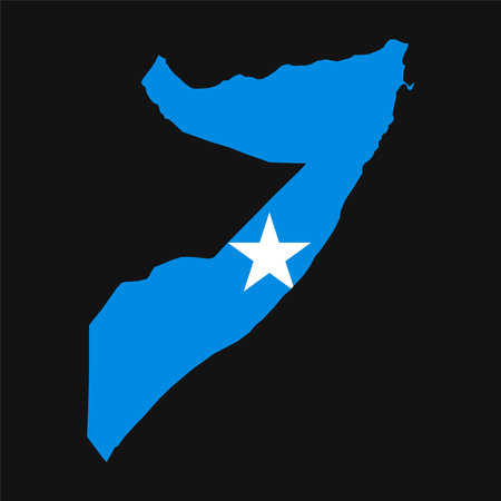 Somalia map silhouette with flag on black backgroundのイラスト素材