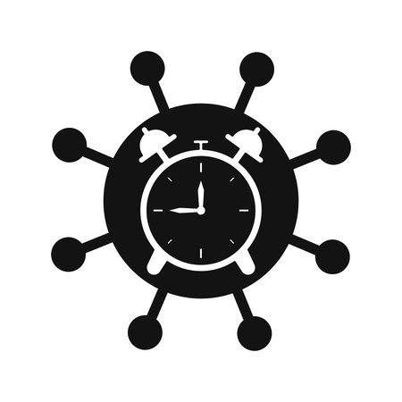 Coronavirus Molecule Under Stopwatch. Pharmacy and health care. Medication, pharmaceutical concept. Vector illustrationのイラスト素材