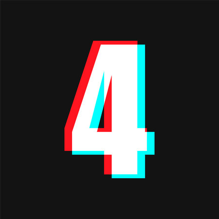 Number 4 with Glitch Effect On Black Backgroundのイラスト素材