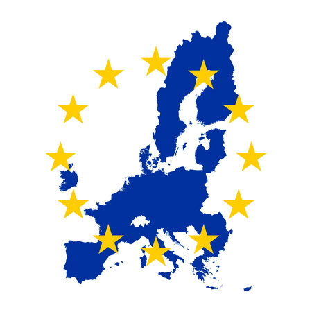 High quality map of Europe with flag on white backgroundのイラスト素材