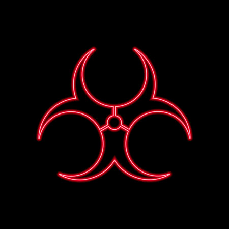 Neon Biohazard caution sign. Symbol of hazard caused by biological microorganism, virus or toxin.のイラスト素材