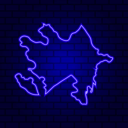 Azerbaijan glowing neon sign on brick wall backgroundの写真素材