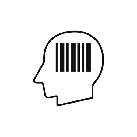 Human head with barcode silhouette vector illustrationのイラスト素材