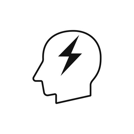 Human head with web thunderbolt sign silhouette vector illustrationのイラスト素材