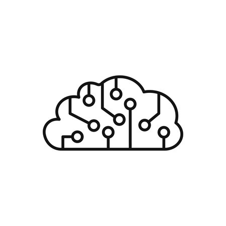 Brain with computer chip cpu flat design logoのイラスト素材