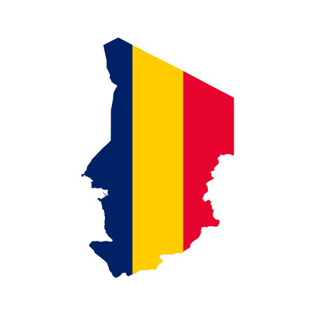 Chad map silhouette with flag on white backgroundのイラスト素材