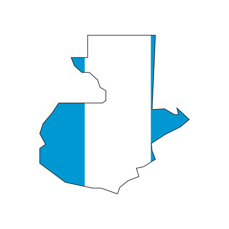 Guatemala map silhouette with flag on white backgroundのイラスト素材