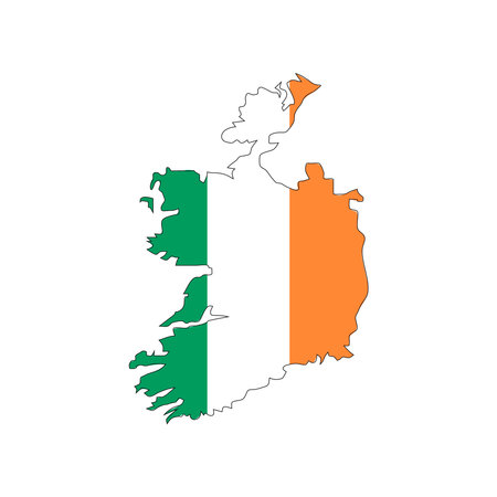Ireland map silhouette with flag on white backgroundのイラスト素材