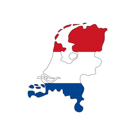 Netherlands map silhouette with flag on white backgroundのイラスト素材