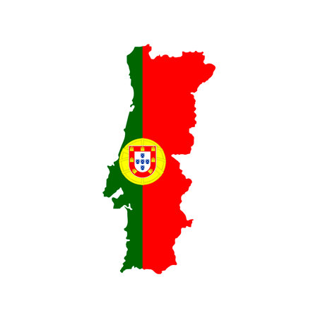 Portugal map silhouette with flag on white backgroundのイラスト素材