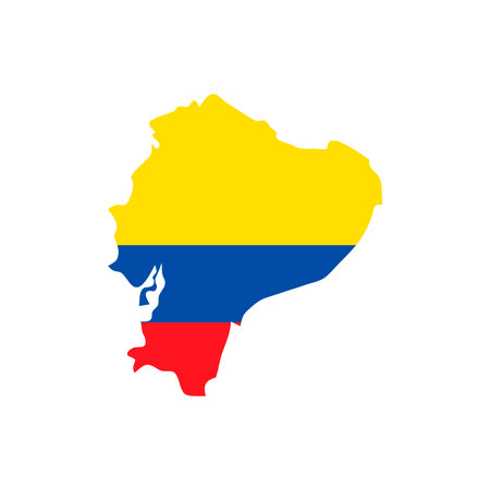 Republic of Ecuador map silhouette with flag on white backgroundのイラスト素材