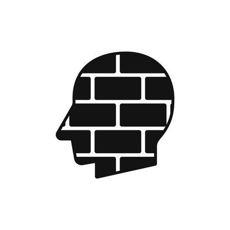 Human head with brick background sign vector illustrationのイラスト素材