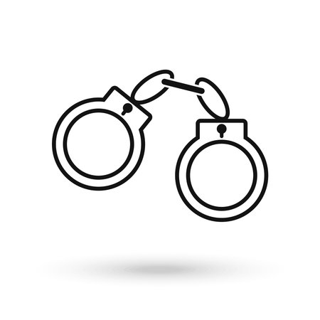 Handcuffs or hand restraints for criminals silhouette flat vector iconのイラスト素材