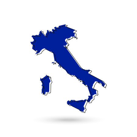 Vector Illustration of the Blue Map of Italy on White Backgroundのイラスト素材