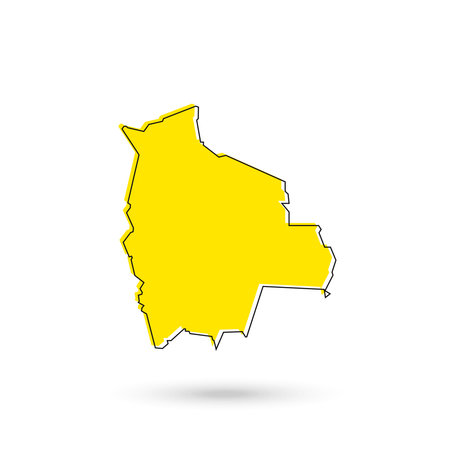 Bolivia yellow map on white backgroundのイラスト素材
