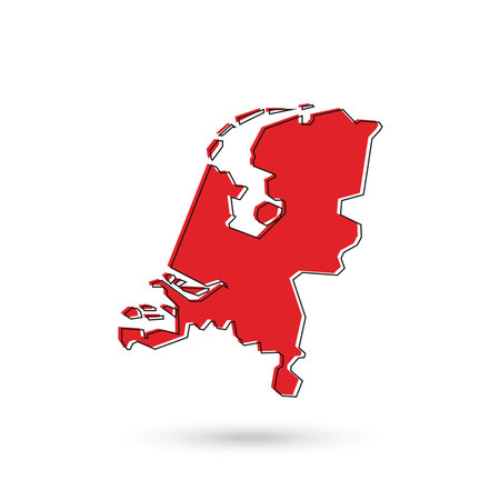 Vector Illustration of the red Map of Netherlands on White Backgroundのイラスト素材