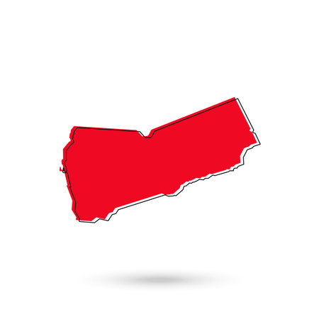 Vector Illustration of the red Map of Yemen on White Backgroundのイラスト素材