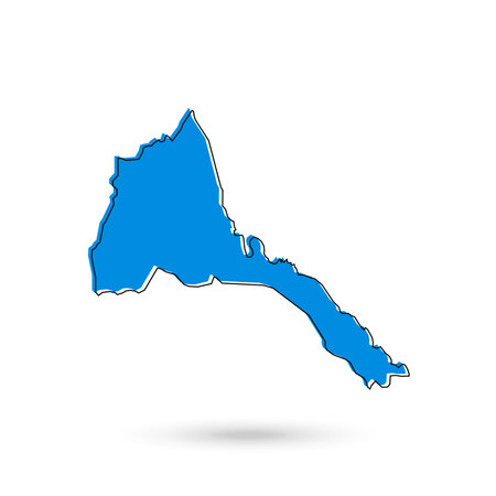 Vector Illustration of the Blue Map of Eritrea on White Backgroundのイラスト素材