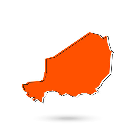 Vector Illustration of the orange Map of Niger on White Backgroundのイラスト素材