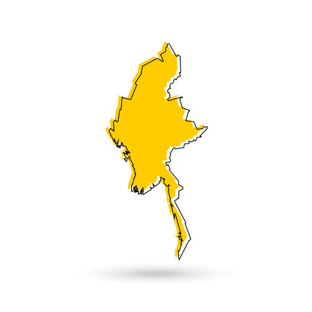Vector Illustration of the yellow Map of Myanmar on White Backgroundのイラスト素材