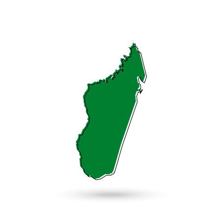 Vector Illustration of the green Map of Madagascar on White Backgroundのイラスト素材