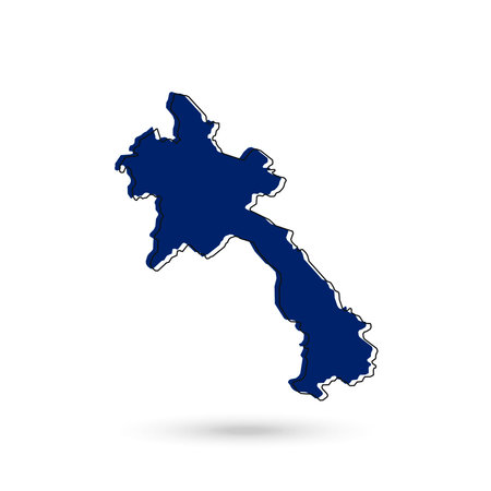 Vector Illustration of the Blue Map of Laos on White Backgroundのイラスト素材