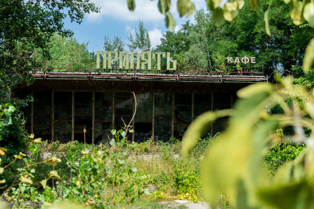 Cafe in abandoned ghost town Pripyatの写真素材