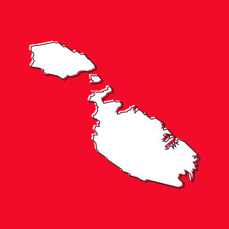 Malta Vector Map Isolated on red Background.のイラスト素材