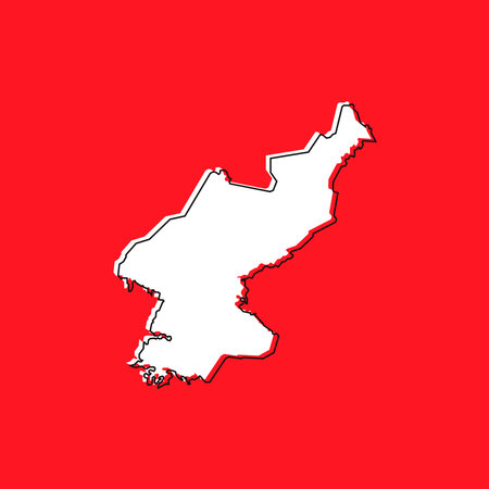 Vector Illustration of the Map of North Korea on red Backgroundのイラスト素材