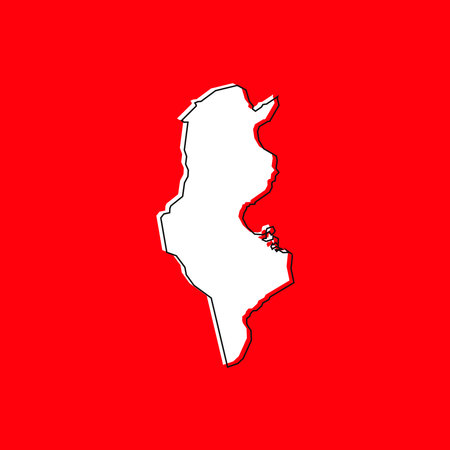 Vector Illustration of the Map of Tunisia on red Backgroundのイラスト素材