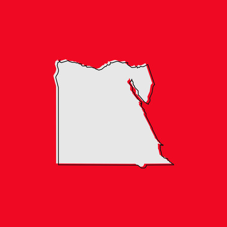 Vector Illustration of the Map of Egypt on red Backgroundのイラスト素材