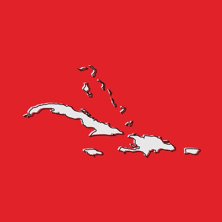 Caribbean map on red backgroundのイラスト素材
