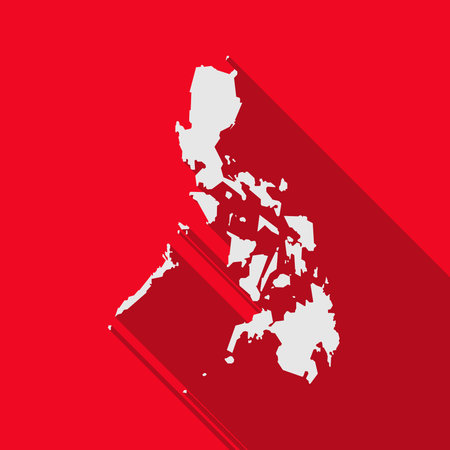 Map of Philippine Islands on red Background with long shadowのイラスト素材