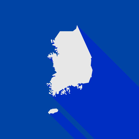 Map of South Korea on Blue Background with long shadowのイラスト素材