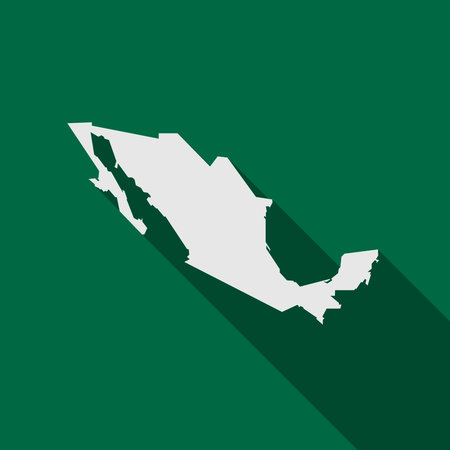 Mexico map on green background with long shadowのイラスト素材