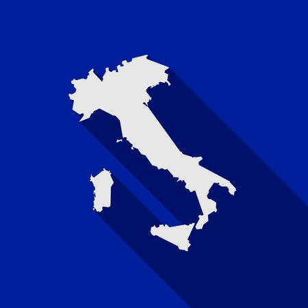 Map of Italy on Blue Background with long shadowのイラスト素材