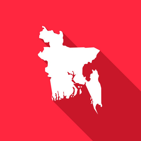Map of Bangladesh on red Background with long shadowのイラスト素材