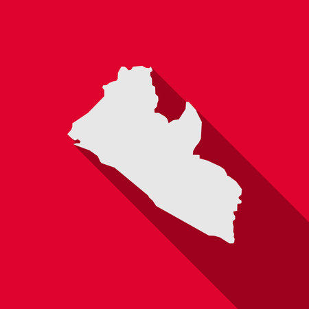 Map of Liberia on red Background with long shadowのイラスト素材