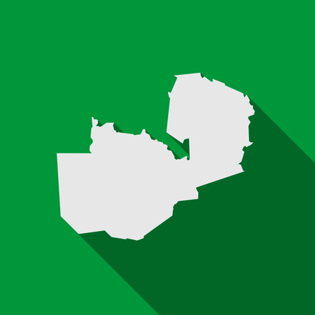 Map of Zambia on green Background with long shadowのイラスト素材